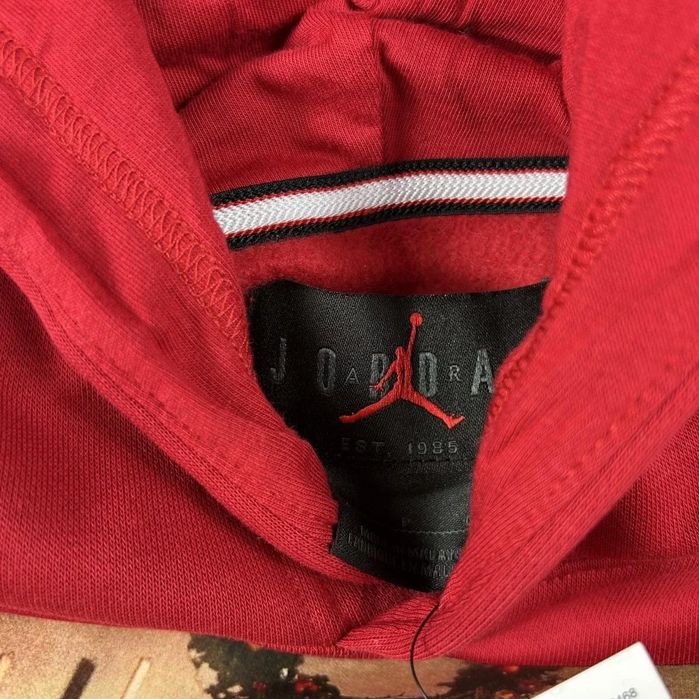 Jordan Hoodie Mens Small Red Christmas Air Jordan 1‎ Graphic Pullover Sweatshirt